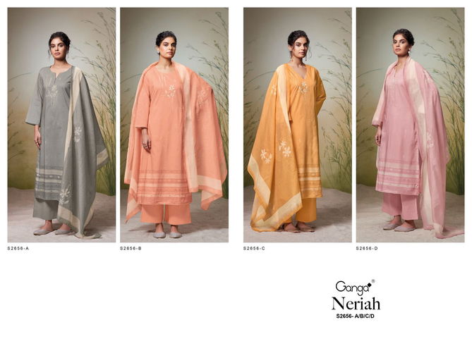 Neriah 2656 By Ganga Embroidery Printed Premium Cotton Dress Material Wholesale Shop in Surat